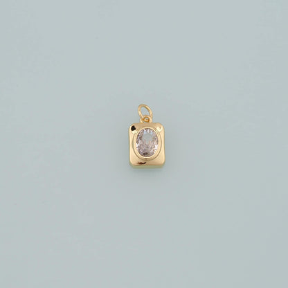 18K Gold Filled Rectangle Pendant,Dainty Rectangle Charm Bracelet Necklace for DIY Jewelry Making Supply