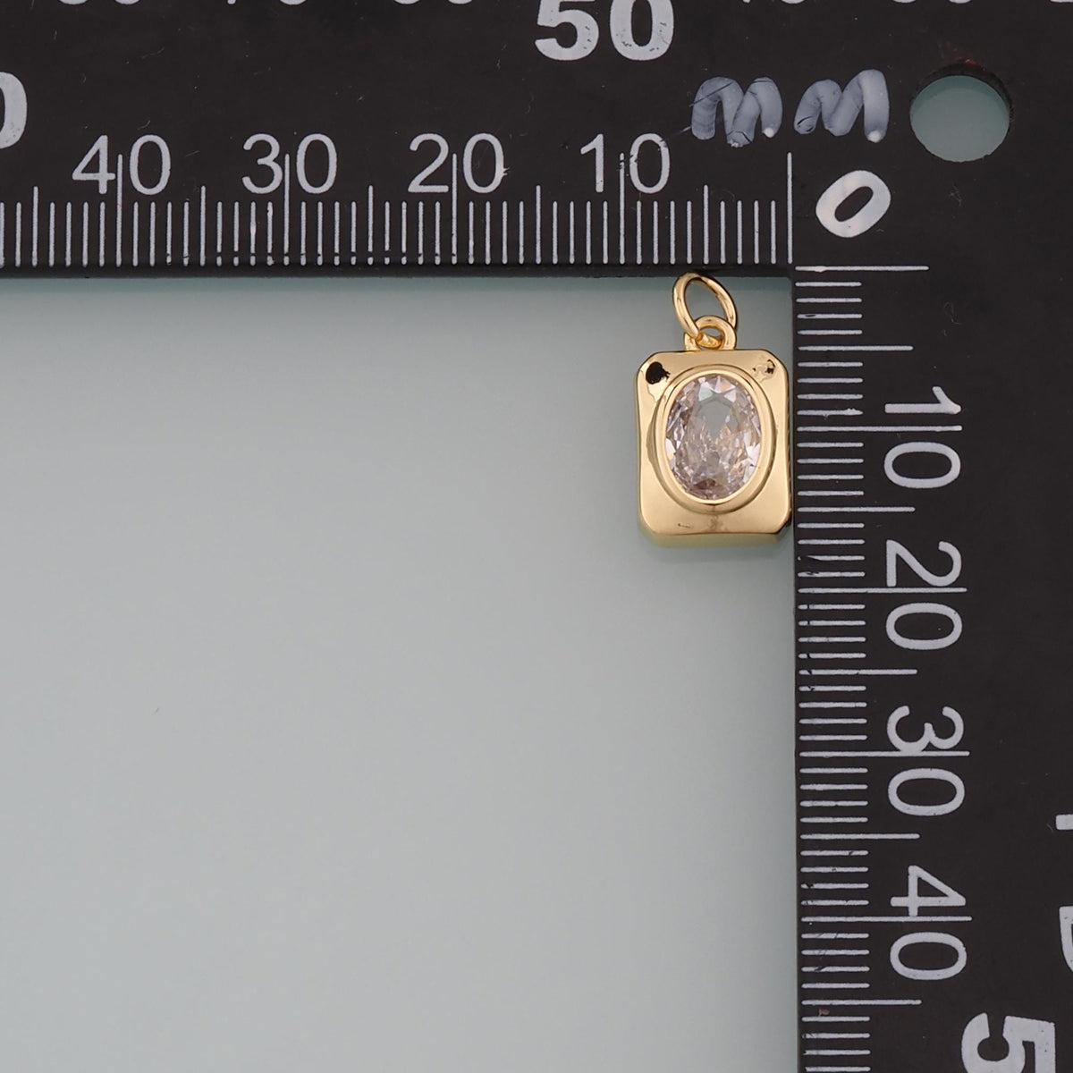 18K Gold Filled Rectangle Pendant,Dainty Rectangle Charm Bracelet Necklace for DIY Jewelry Making Supply