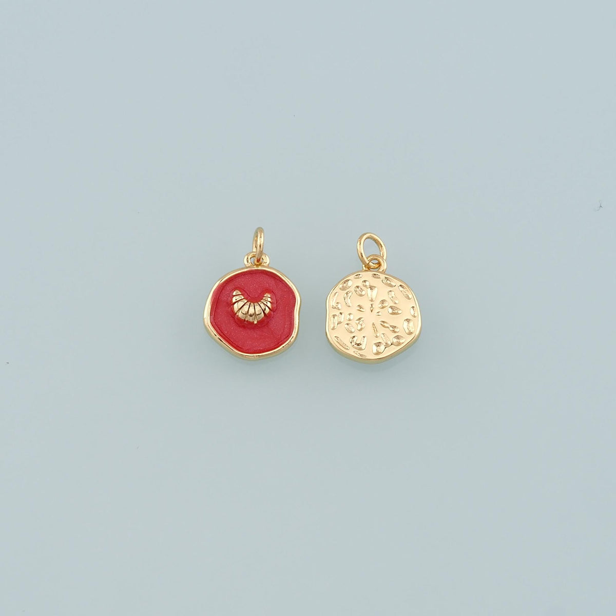 Gold Bread Charms,18K Gold Filled Croissant Pendant,Enamel Croissant Charm Bracelet Necklace for DIY Jewelry Making Supply
