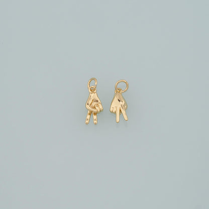 Gold Hand Charms,18K Gold Filled Gesture Pendant,Hand Charm Bracelet Necklace for DIY Jewelry Making Supply
