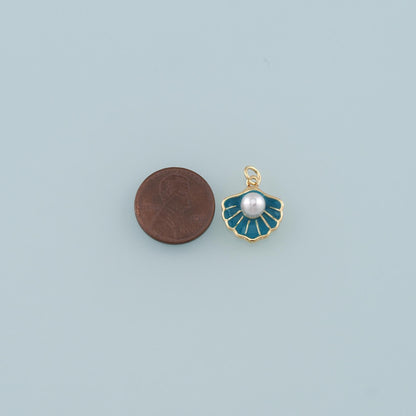 Gold Shell Charms,18K Gold Filled Pearl Scallop Pendant,Enamel Conch Shell Charm Bracelet Necklace for DIY Jewelry Making Sup