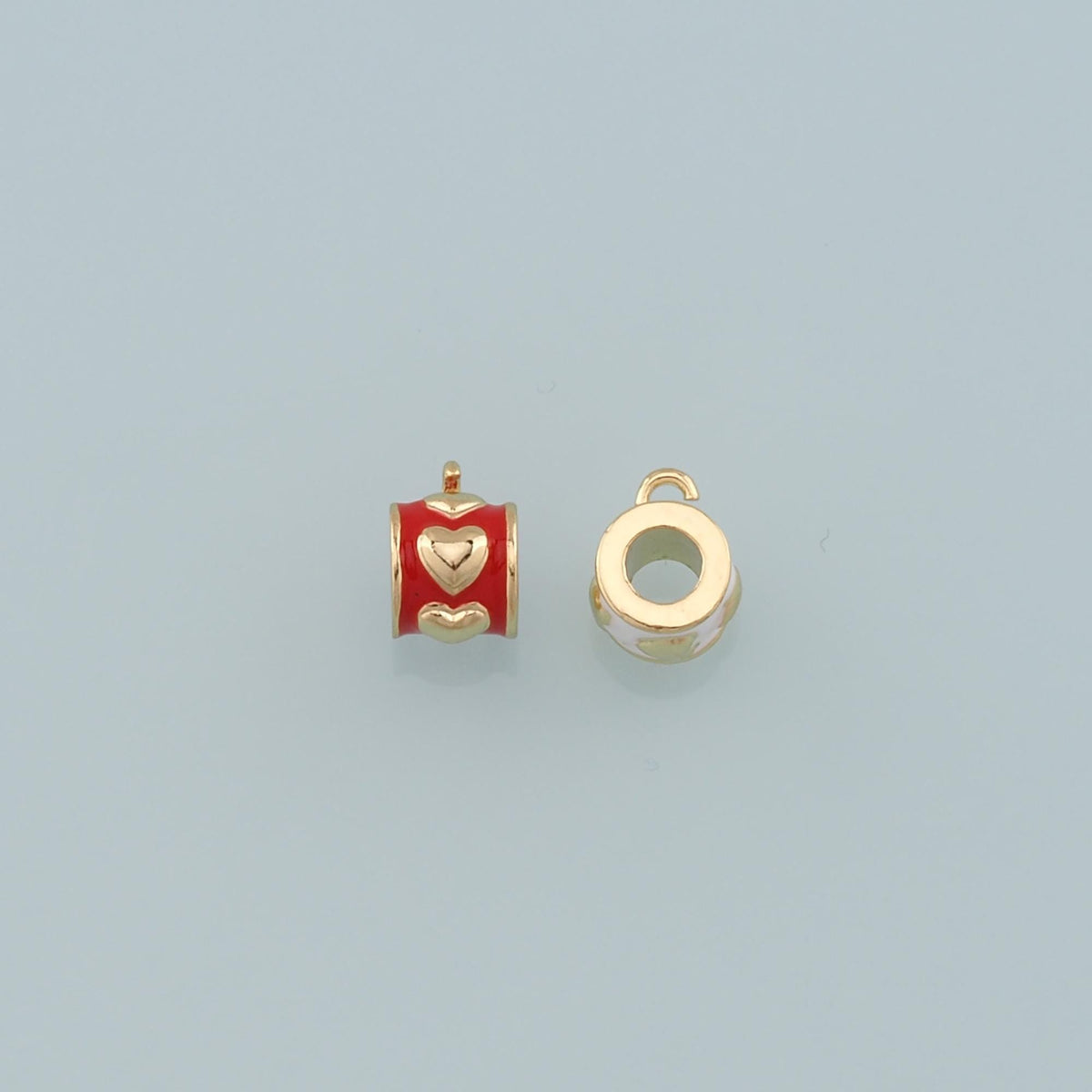 18K Gold Filled Heart Spacer Bead,Enamel Heart Charm Bracelet Necklace for DIY Jewelry Making Supply
