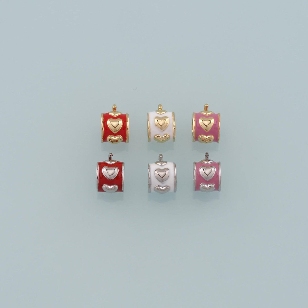 18K Gold Filled Heart Spacer Bead,Enamel Heart Charm Bracelet Necklace for DIY Jewelry Making Supply