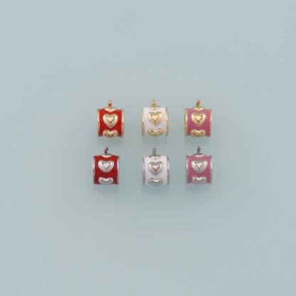 18K Gold Filled Heart Spacer Bead,Enamel Heart Charm Bracelet Necklace for DIY Jewelry Making Supply