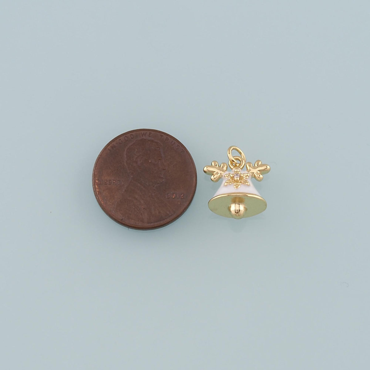 Gold Christmas Charms,18K Gold Filled Enamel Christmas Bells Pendant Charm Bracelet Necklace for DIY Jewelry Making Supply