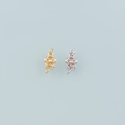 Gold Flower Charms,18K Gold Filled Flower Pendant,Flower Charm Bracelet Necklace for DIY Jewelry Making Supply