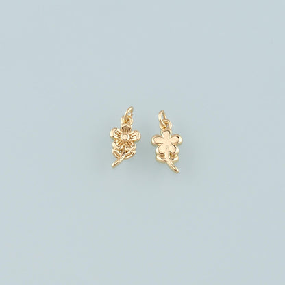 Gold Flower Charms,18K Gold Filled Flower Pendant,Flower Charm Bracelet Necklace for DIY Jewelry Making Supply
