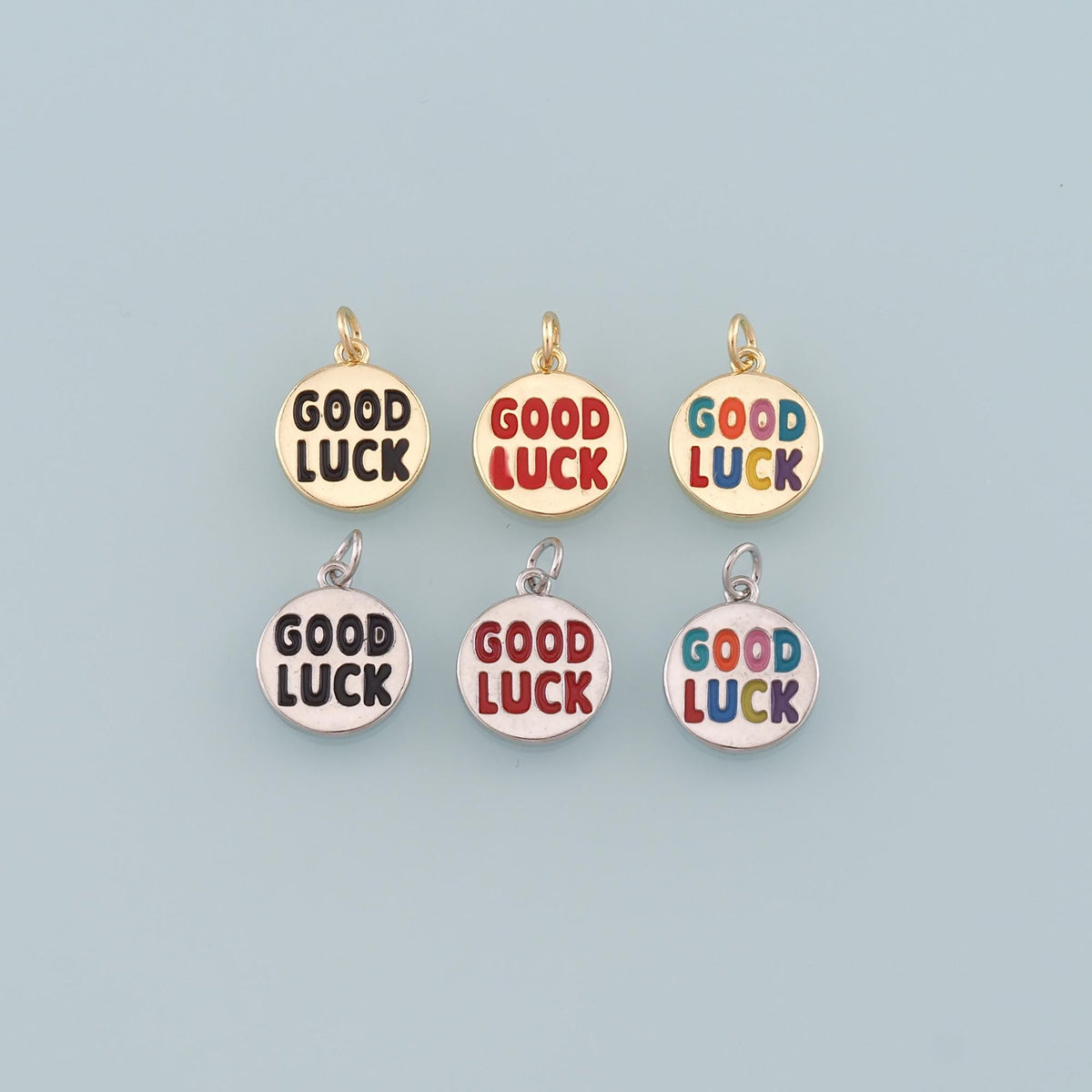 Gold Luck Charms,18K Gold Filled Good Luck Pendant,Enamel Good Luck Charm Bracelet Necklace for DIY Jewelry Making Supply