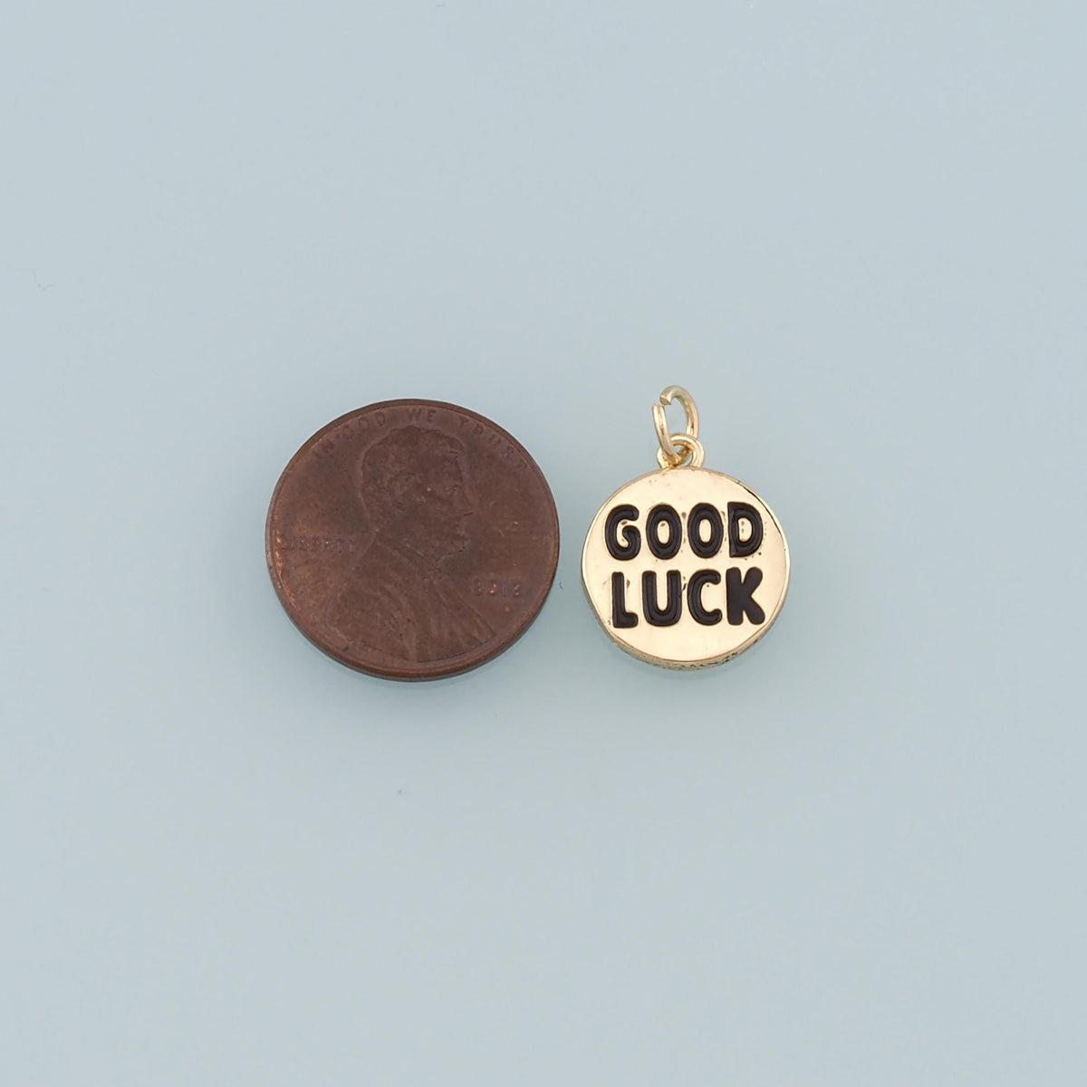 Gold Luck Charms,18K Gold Filled Good Luck Pendant,Enamel Good Luck Charm Bracelet Necklace for DIY Jewelry Making Supply