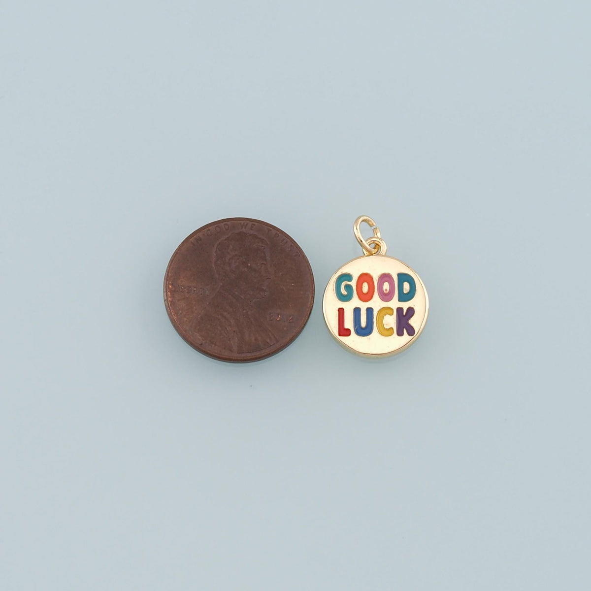 Gold Luck Charms,18K Gold Filled Good Luck Pendant,Enamel Good Luck Charm Bracelet Necklace for DIY Jewelry Making Supply