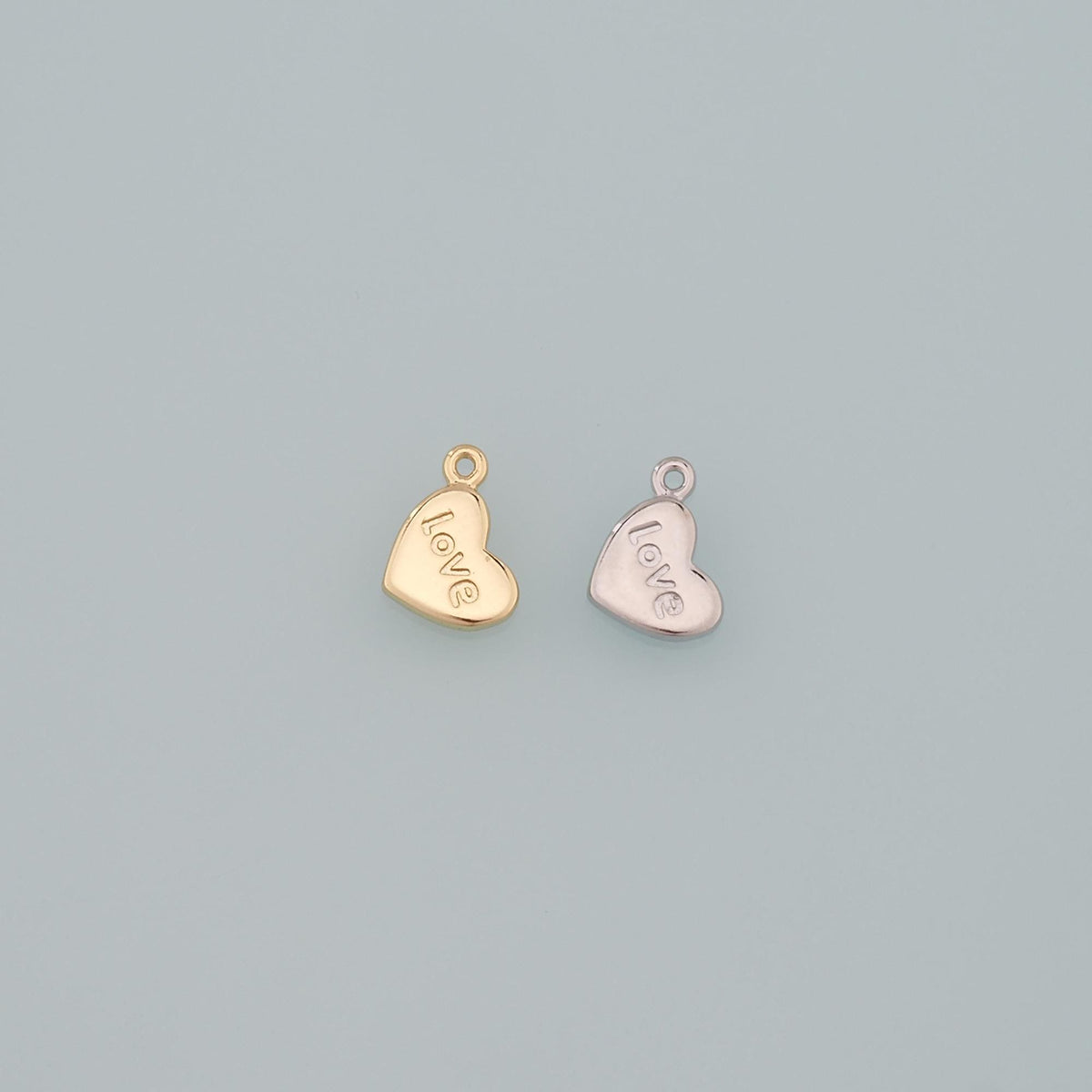 Gold Love Charms,18K Gold Filled Heart Pendant,Dainty Heart Charm Bracelet Necklace for DIY Jewelry Making Supply