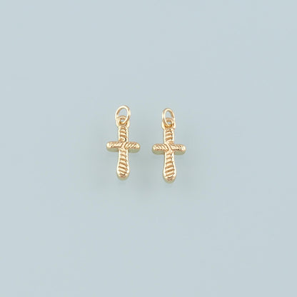 Gold Cross Charms,18K Gold Filled Cross Pendant,Religion Charm Bracelet Necklace for DIY Jewelry Making Supply