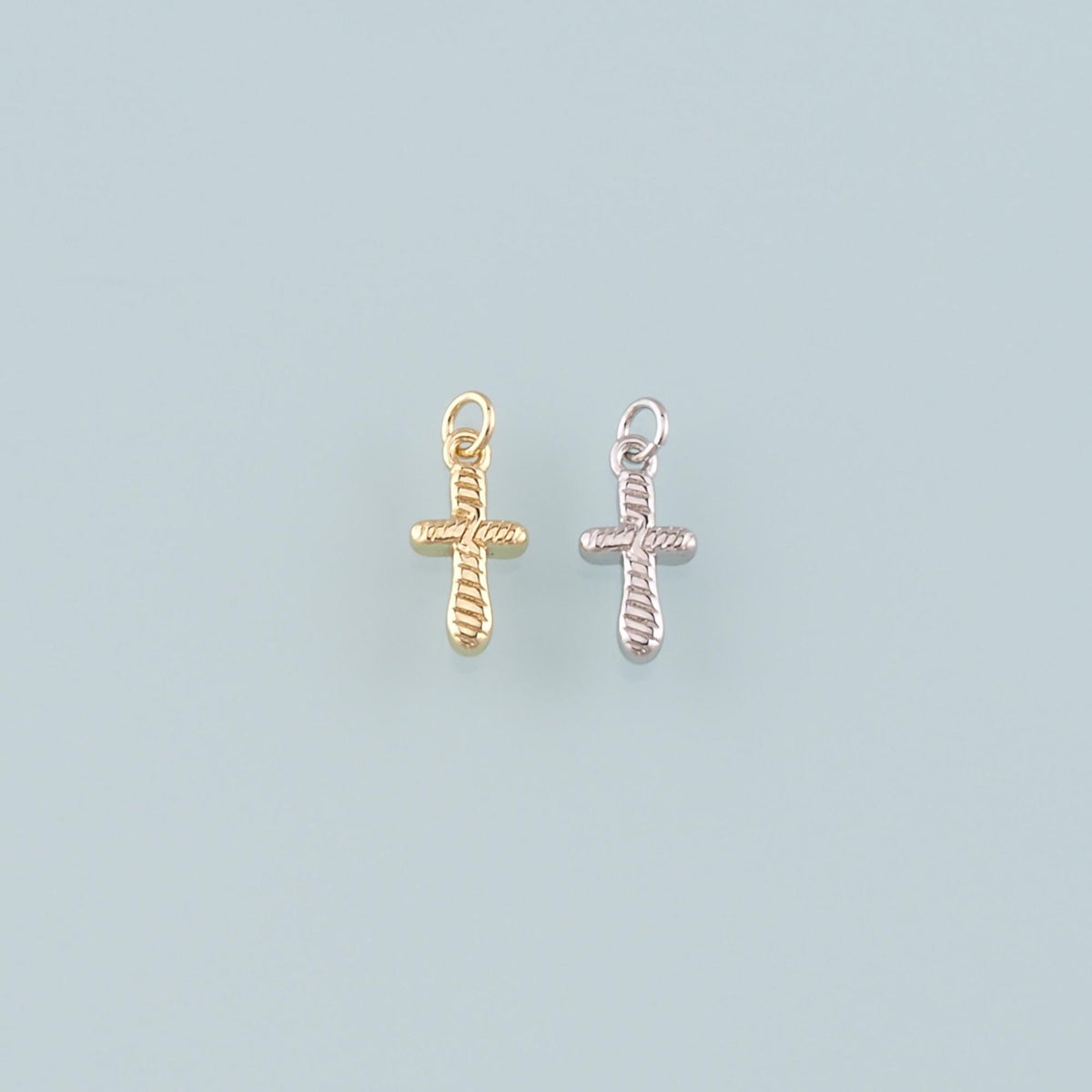Gold Cross Charms,18K Gold Filled Cross Pendant,Religion Charm Bracelet Necklace for DIY Jewelry Making Supply