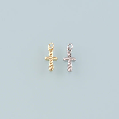 Gold Cross Charms,18K Gold Filled Cross Pendant,Religion Charm Bracelet Necklace for DIY Jewelry Making Supply