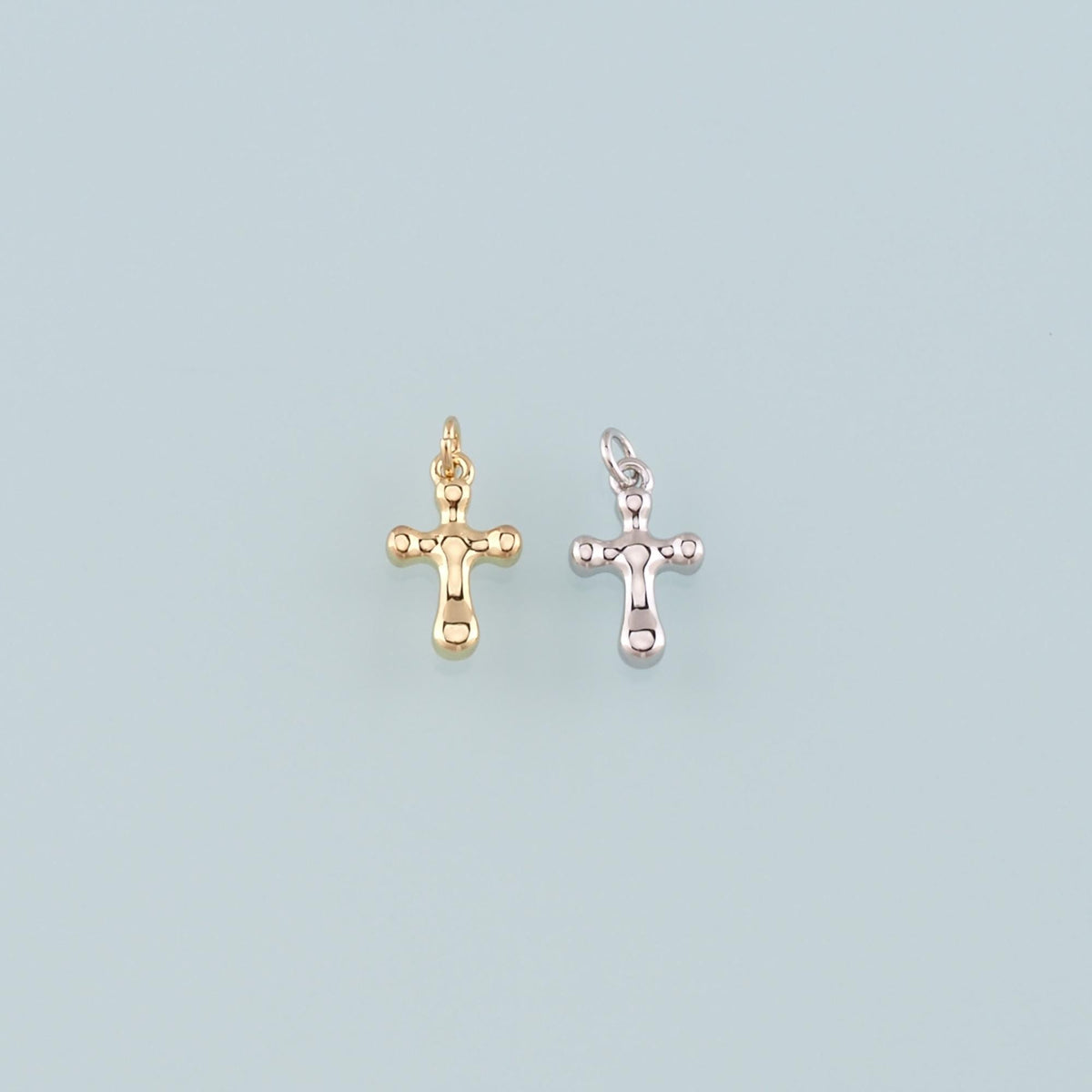 Gold Cross Charms,18K Gold Filled Cross Pendant,Religion Charm Bracelet Necklace for DIY Jewelry Making Supply