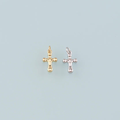 Gold Cross Charms,18K Gold Filled Cross Pendant,Religion Charm Bracelet Necklace for DIY Jewelry Making Supply