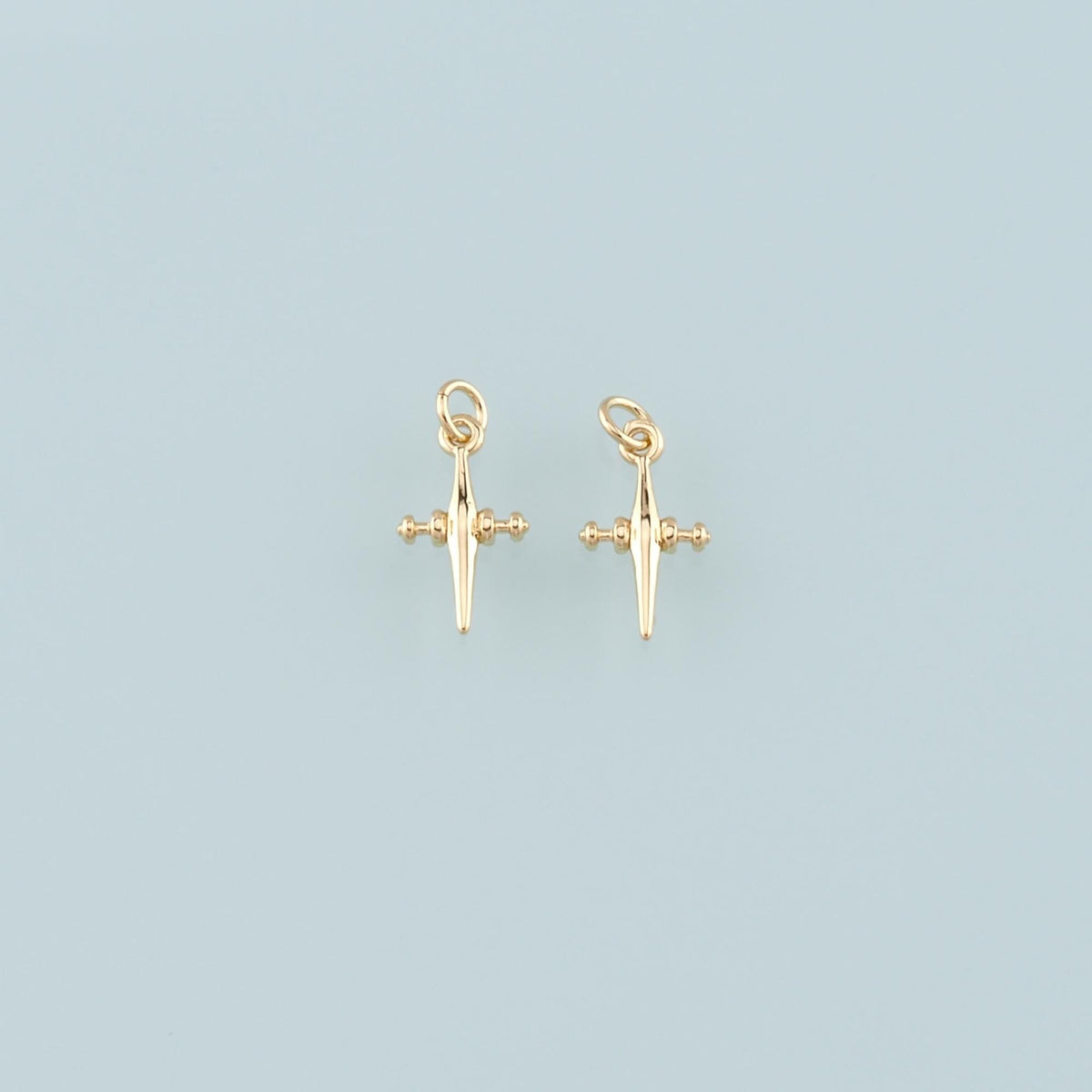 Gold Cross Charms,18K Gold Filled Cross Pendant,Religion Charm Bracelet Necklace for DIY Jewelry Making Supply