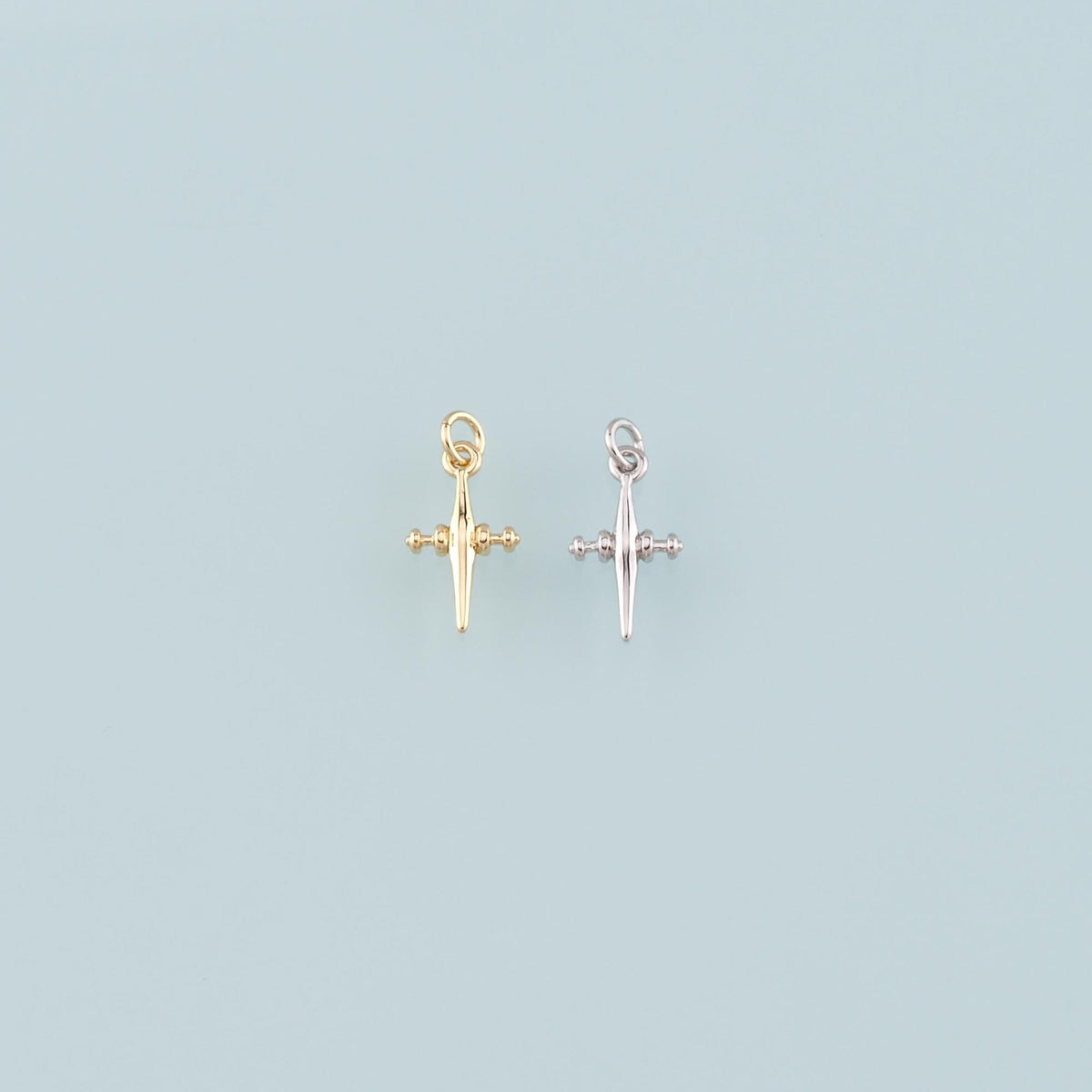 Gold Cross Charms,18K Gold Filled Cross Pendant,Religion Charm Bracelet Necklace for DIY Jewelry Making Supply