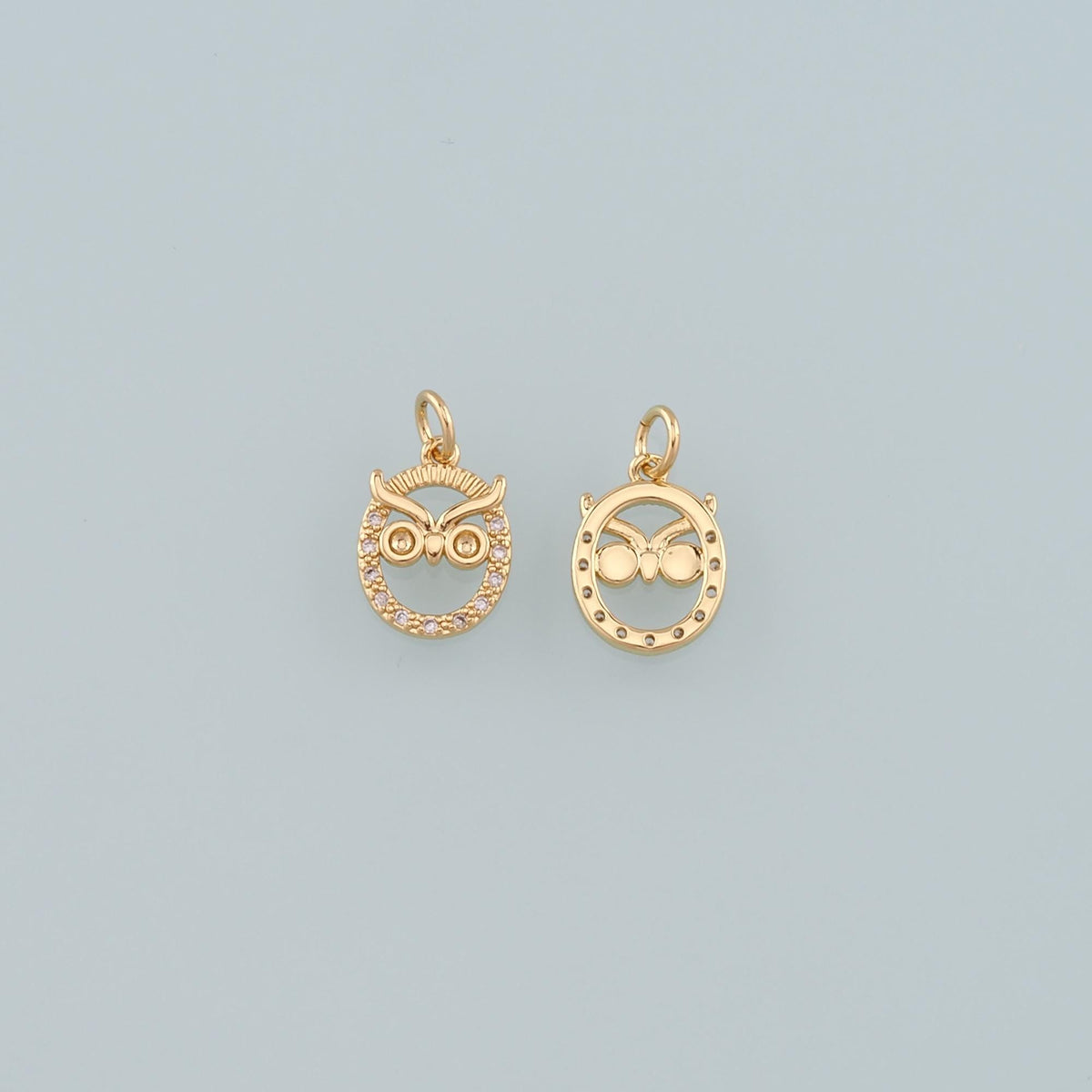 Gold Bird Charms,18K Gold Filled owl Pendant,CZ Micro Pave owl Charm Bracelet Necklace for DIY Jewelry Making Supply