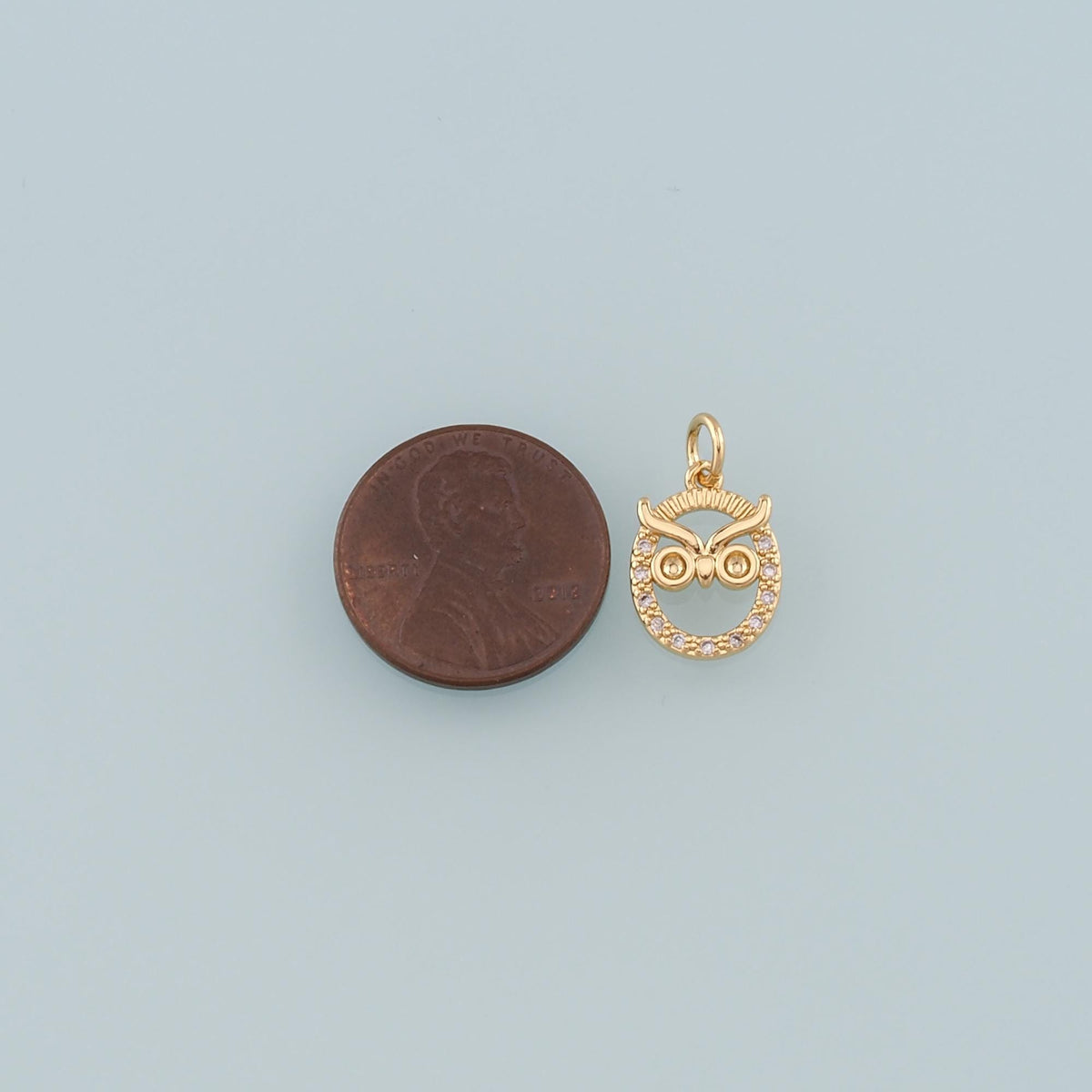 Gold Bird Charms,18K Gold Filled owl Pendant,CZ Micro Pave owl Charm Bracelet Necklace for DIY Jewelry Making Supply