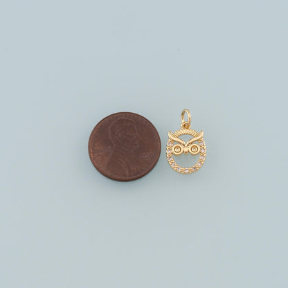 Gold Bird Charms,18K Gold Filled owl Pendant,CZ Micro Pave owl Charm Bracelet Necklace for DIY Jewelry Making Supply
