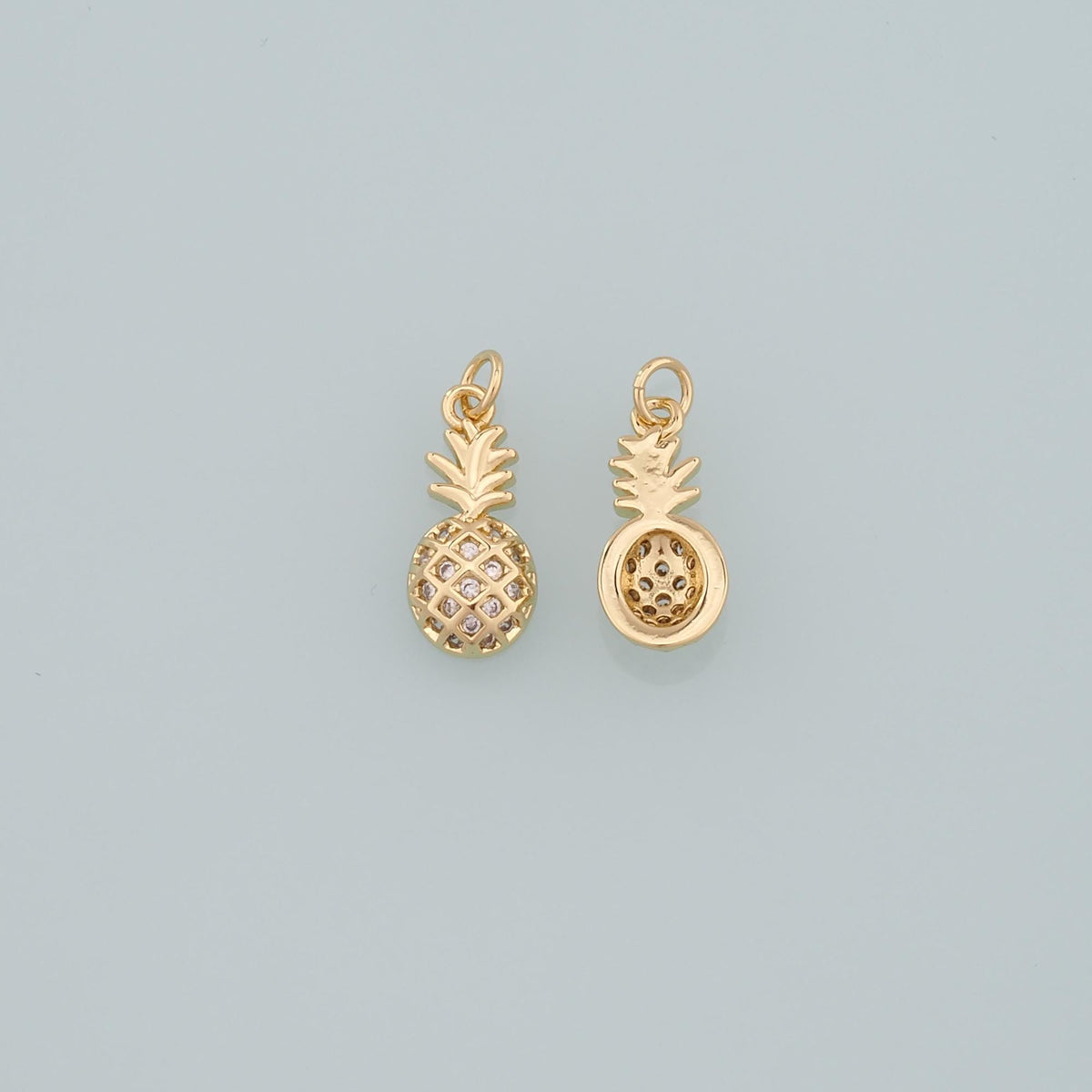Gold Pineapple Charms,18K Gold Filled Pineapple Pendant,CZ Micro Pave Fruit Charm Bracelet Necklace for DIY Jewelry Making Su