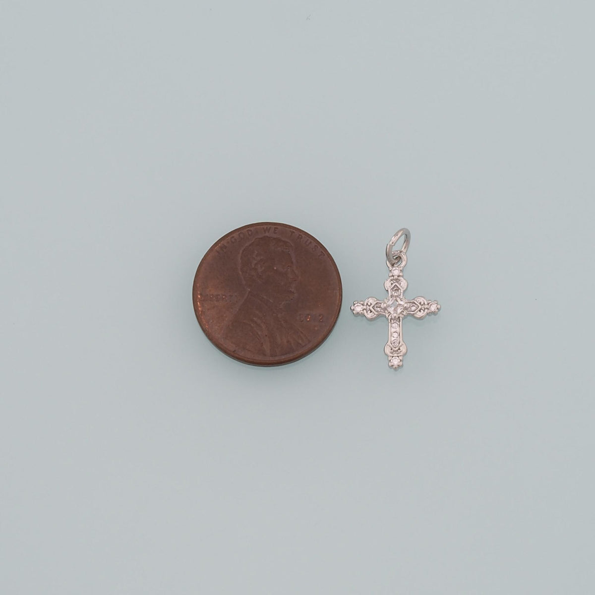 18K Gold Filled Cross CZ Charm Pendant for Jewelry Making
