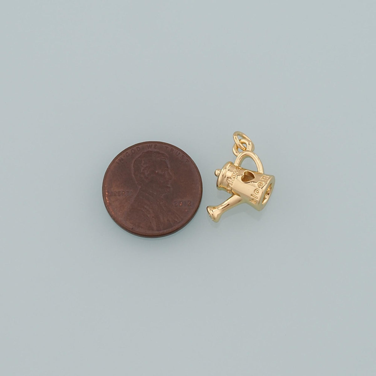 18K Gold Filled Watering Can Pendant,Dainty Watering Charm Bracelet Necklace for DIY Jewelry Making Supply