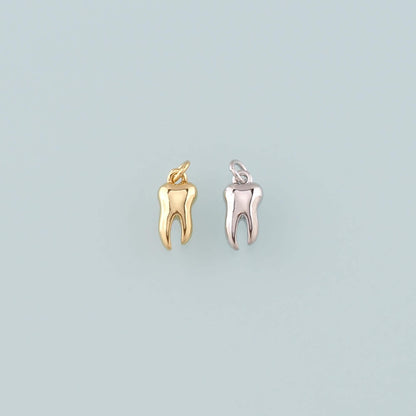 18K Gold Filled Teeth Pendant,Dainty Teeth Charm Bracelet Necklace for DIY Jewelry Making Supply