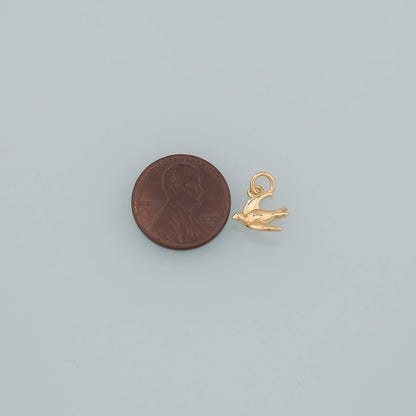 Gold Animal Charms,18K Gold Filled Bird Pendant,Bird Charm Bracelet Necklace for DIY Jewelry Making Supply