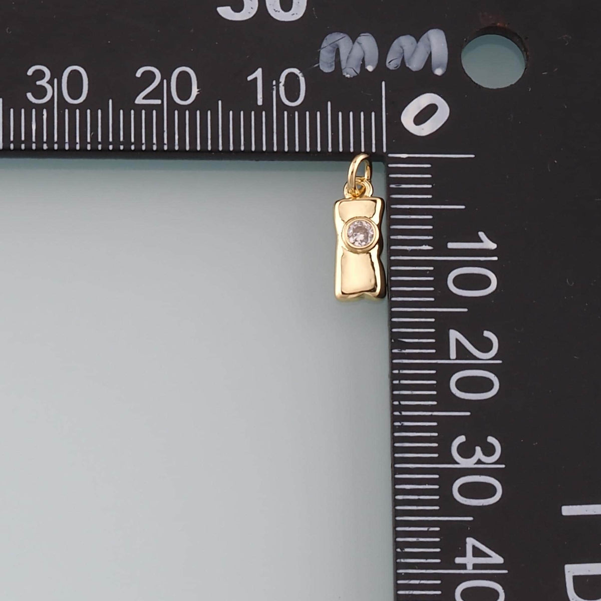 18K Gold Filled Rectangle Pendant,CZ Micro Pave Rectangle Charm Bracelet Necklace for DIY Jewelry Making Supply