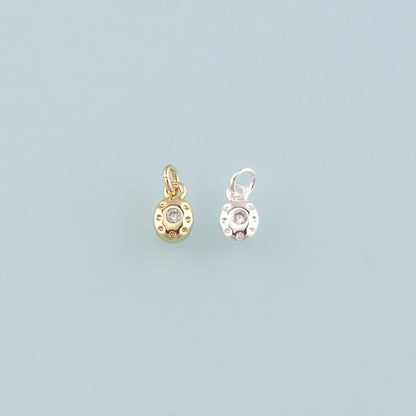 Gold Oval Charm,18K Gold Filled Oval Pendant,CZ Micro Pave Oval Charm Bracelet Necklace for DIY Jewelry Making Supply