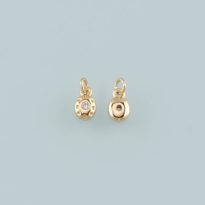 Gold Oval Charm,18K Gold Filled Oval Pendant,CZ Micro Pave Oval Charm Bracelet Necklace for DIY Jewelry Making Supply