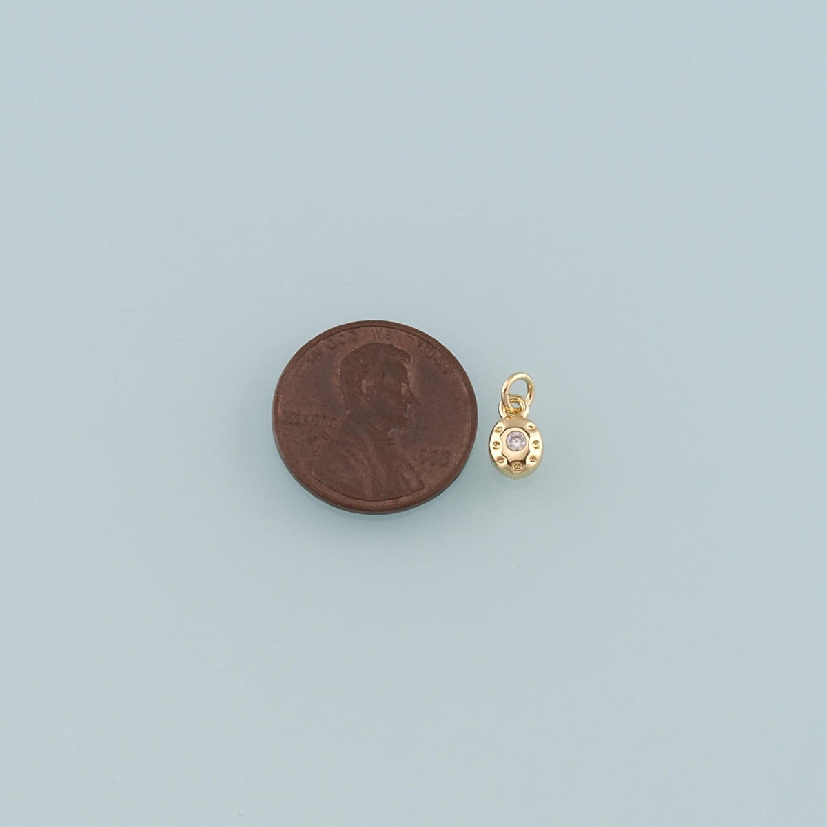 Gold Oval Charm,18K Gold Filled Oval Pendant,CZ Micro Pave Oval Charm Bracelet Necklace for DIY Jewelry Making Supply