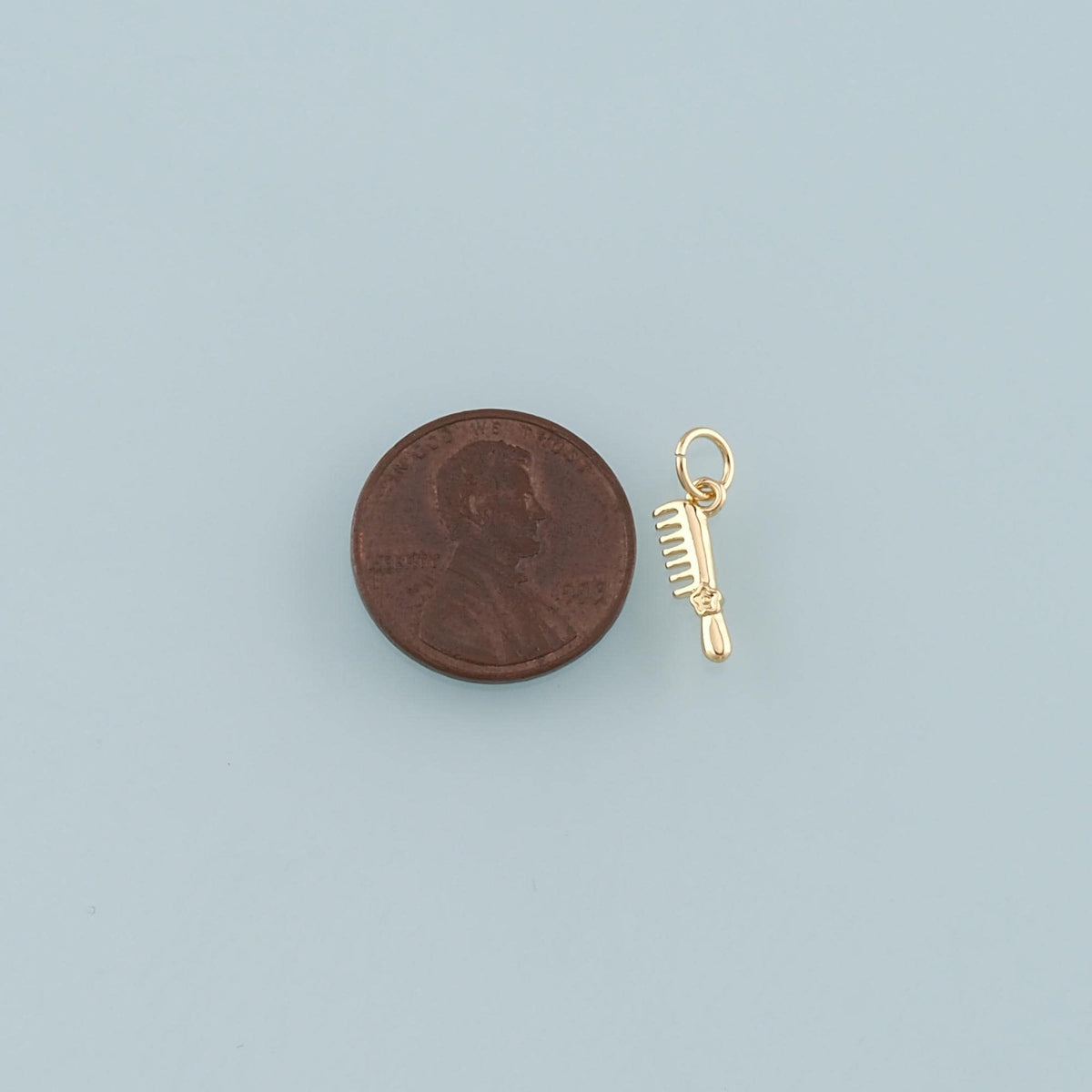 18K Gold Filled Comb Pendant,Dainty Hairstylist Comb Charm Bracelet Necklace for DIY Jewelry Making Supply