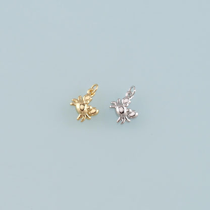 Gold Marine Life Charms,18K Gold Filled Crab Pendant,Crab Charms Bracelet Necklace for DIY Jewelry Making Supply