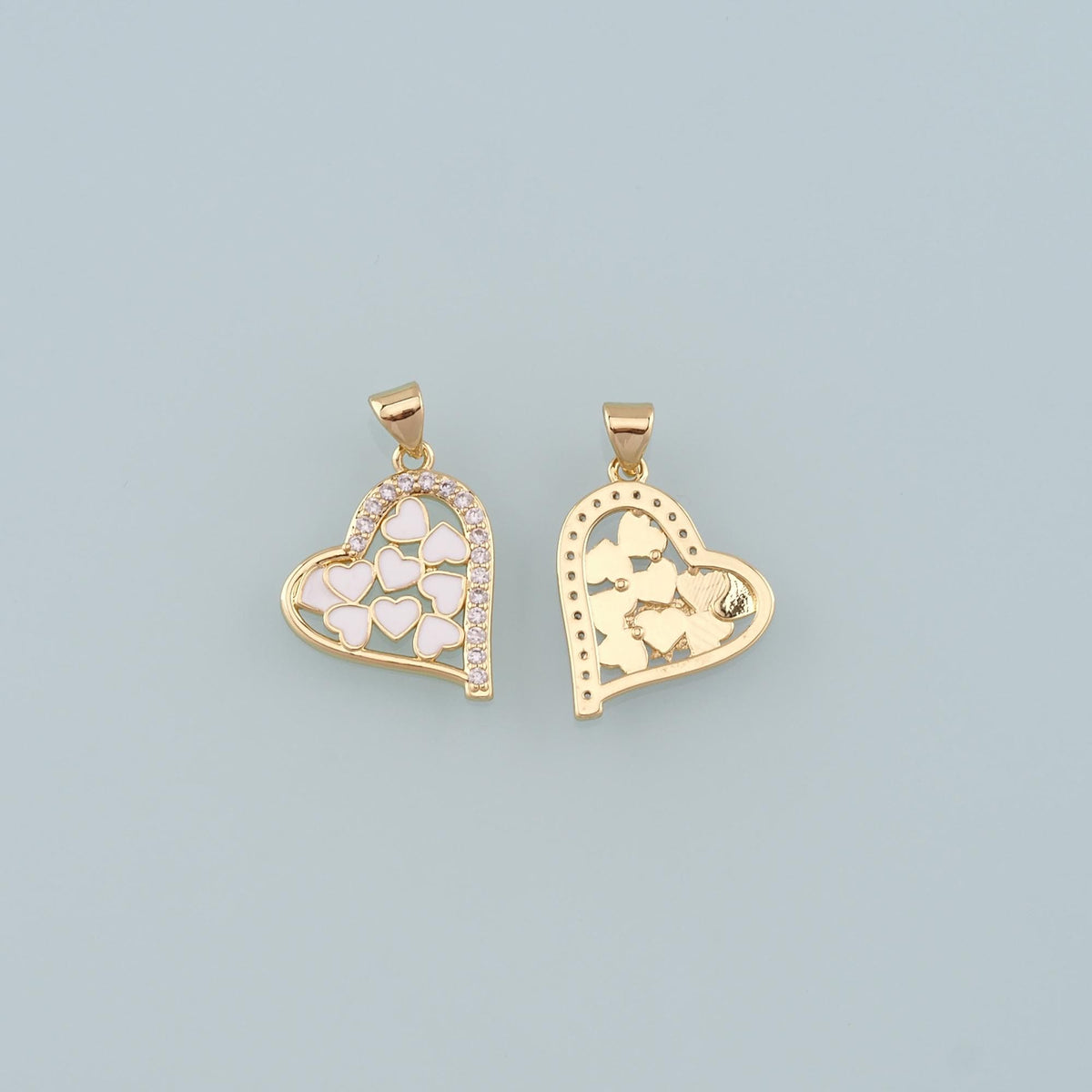 Gold Heart Charms,18K Gold Filled Heart Pendant,Enamel Heart Charm Bracelet Necklace for DIY Jewelry Making Supply