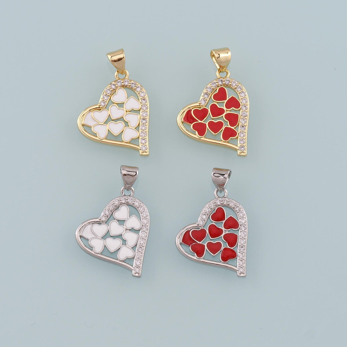 Gold Heart Charms,18K Gold Filled Heart Pendant,Enamel Heart Charm Bracelet Necklace for DIY Jewelry Making Supply