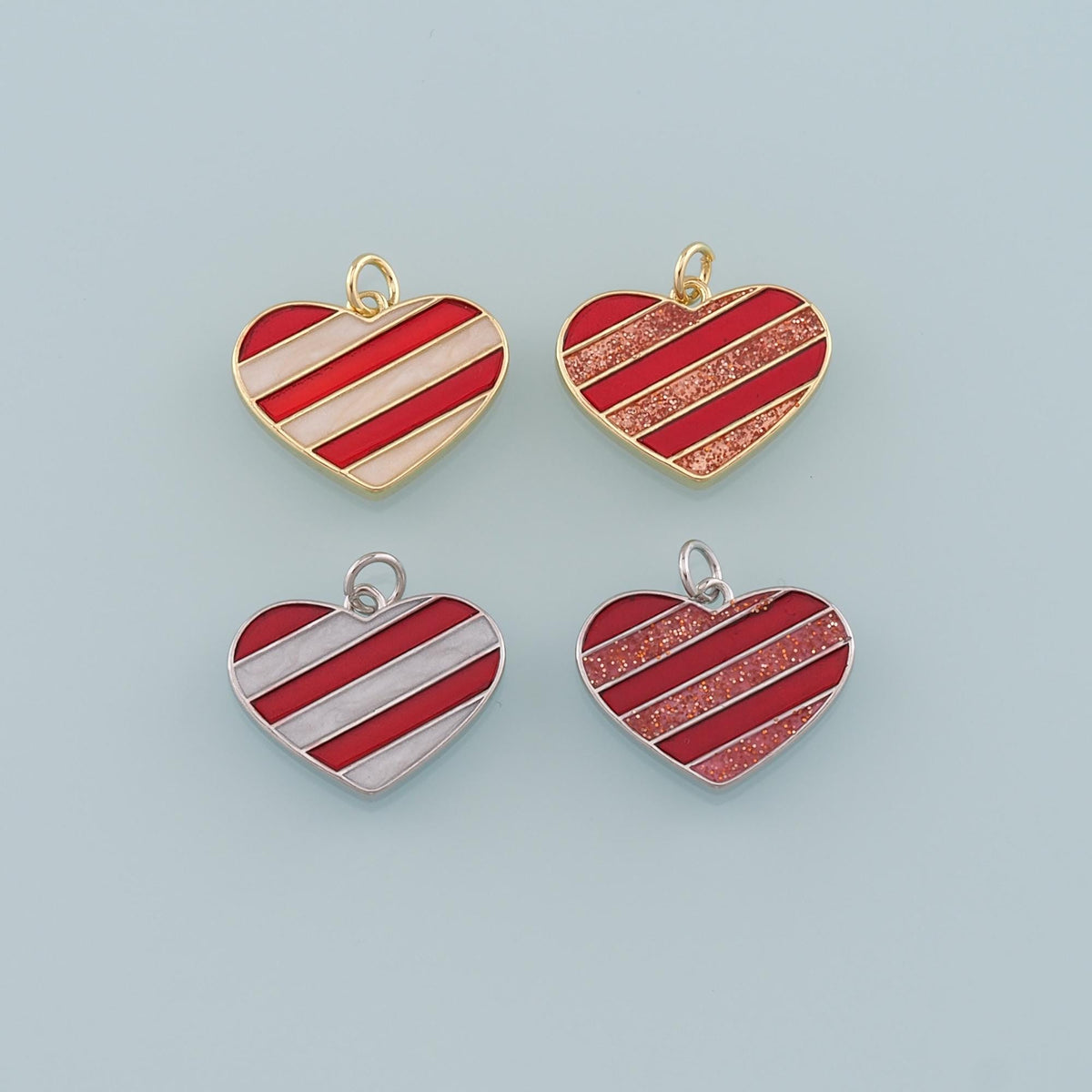 Gold Heart Charms,18K Gold Filled Heart Pendant,Enamel Heart Charm Bracelet Necklace for DIY Jewelry Making Supply
