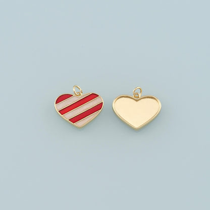 Gold Heart Charms,18K Gold Filled Heart Pendant,Enamel Heart Charm Bracelet Necklace for DIY Jewelry Making Supply