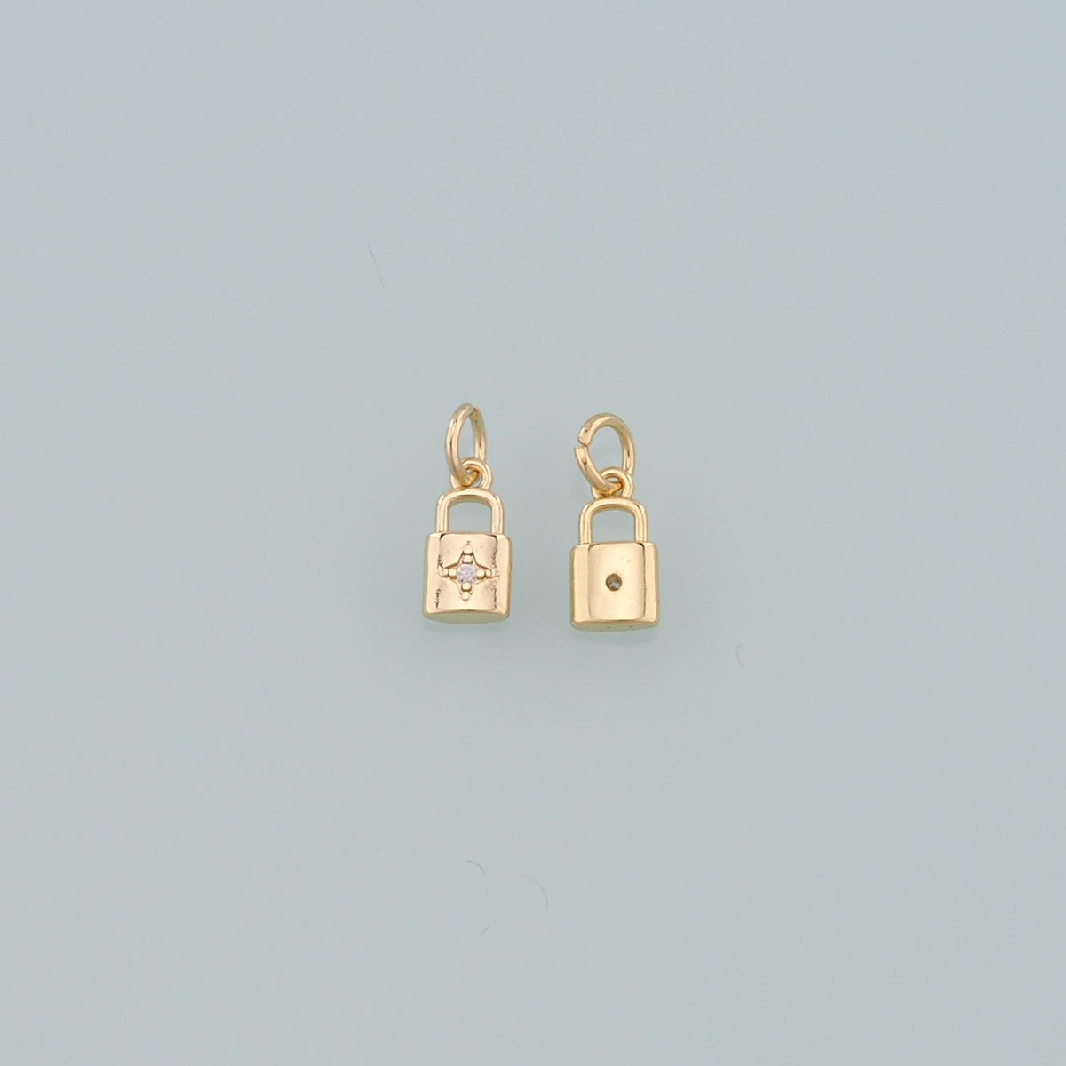 Gold Key Lock Charms,18K Gold Filled Lock Pendant,CZ Micro Pave Lock Charm Bracelet Necklace for DIY Jewelry Making Supply
