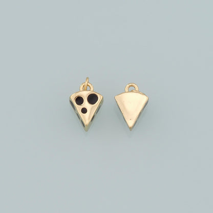 Gold Food Charms,18K Gold Filled Cheese Pendant,Enamel Cheese Charm Bracelet Necklace for DIY Jewelry Making Supply