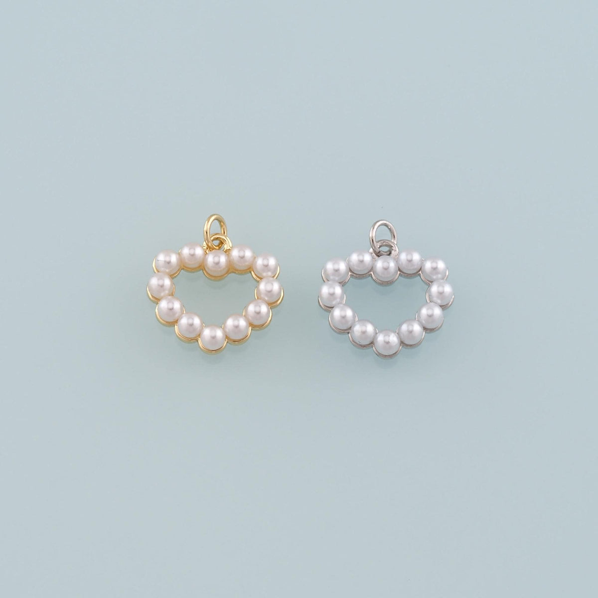 Gold Heart Charms,18K Gold Filled Pearl Heart Pendant,Heart Charm Bracelet Necklace for DIY Jewelry Making Supply