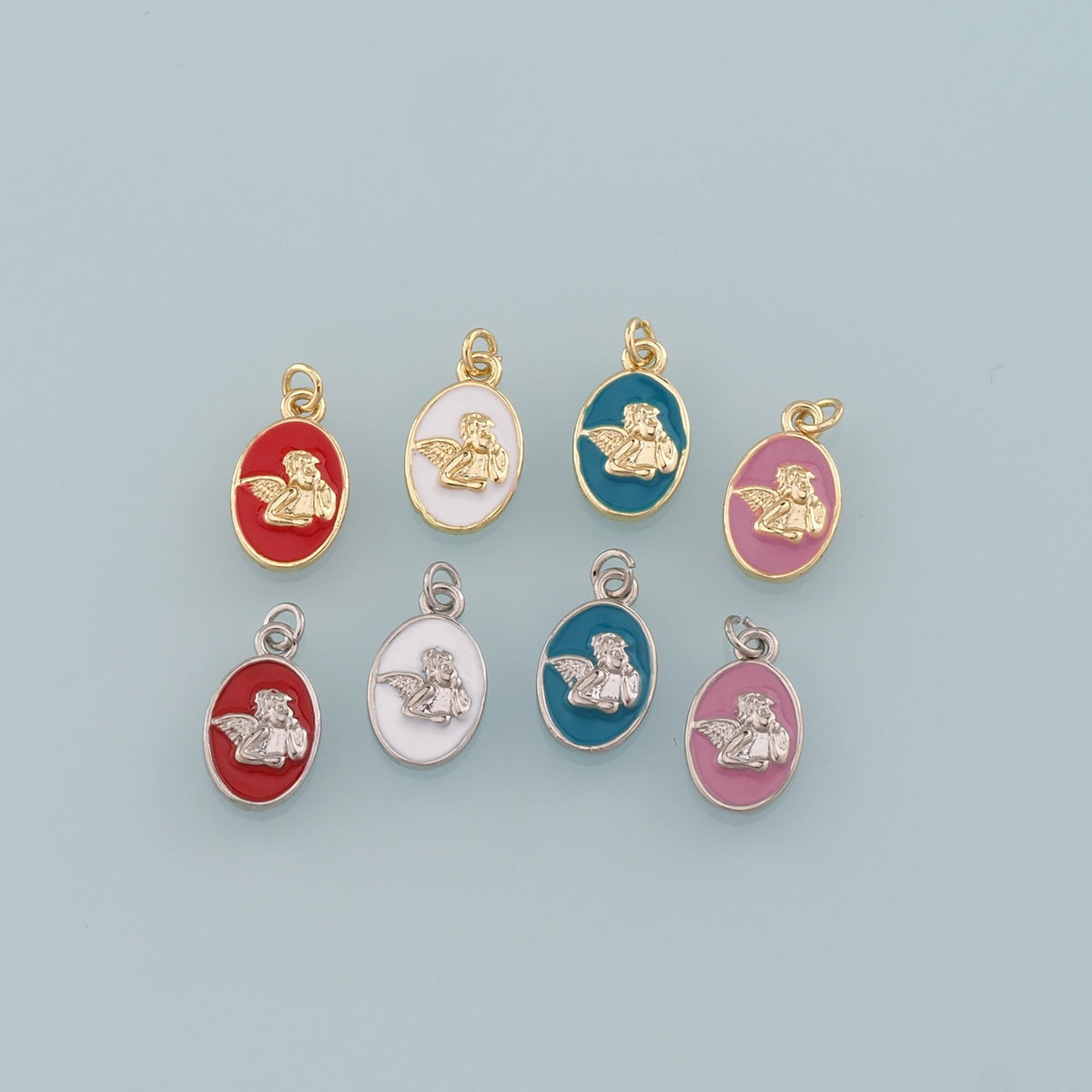 18K Gold Filled Enamel Angel Charm Pendant for Jewelry Making