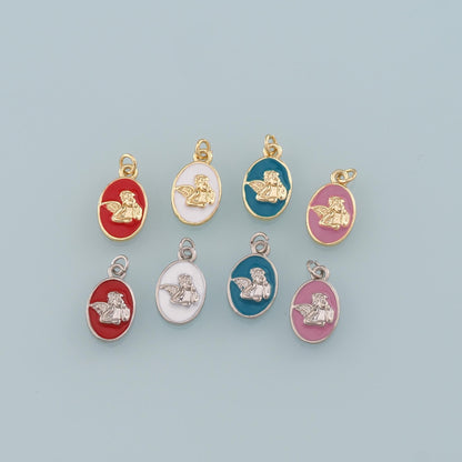 18K Gold Filled Enamel Angel Charm Pendant for Jewelry Making