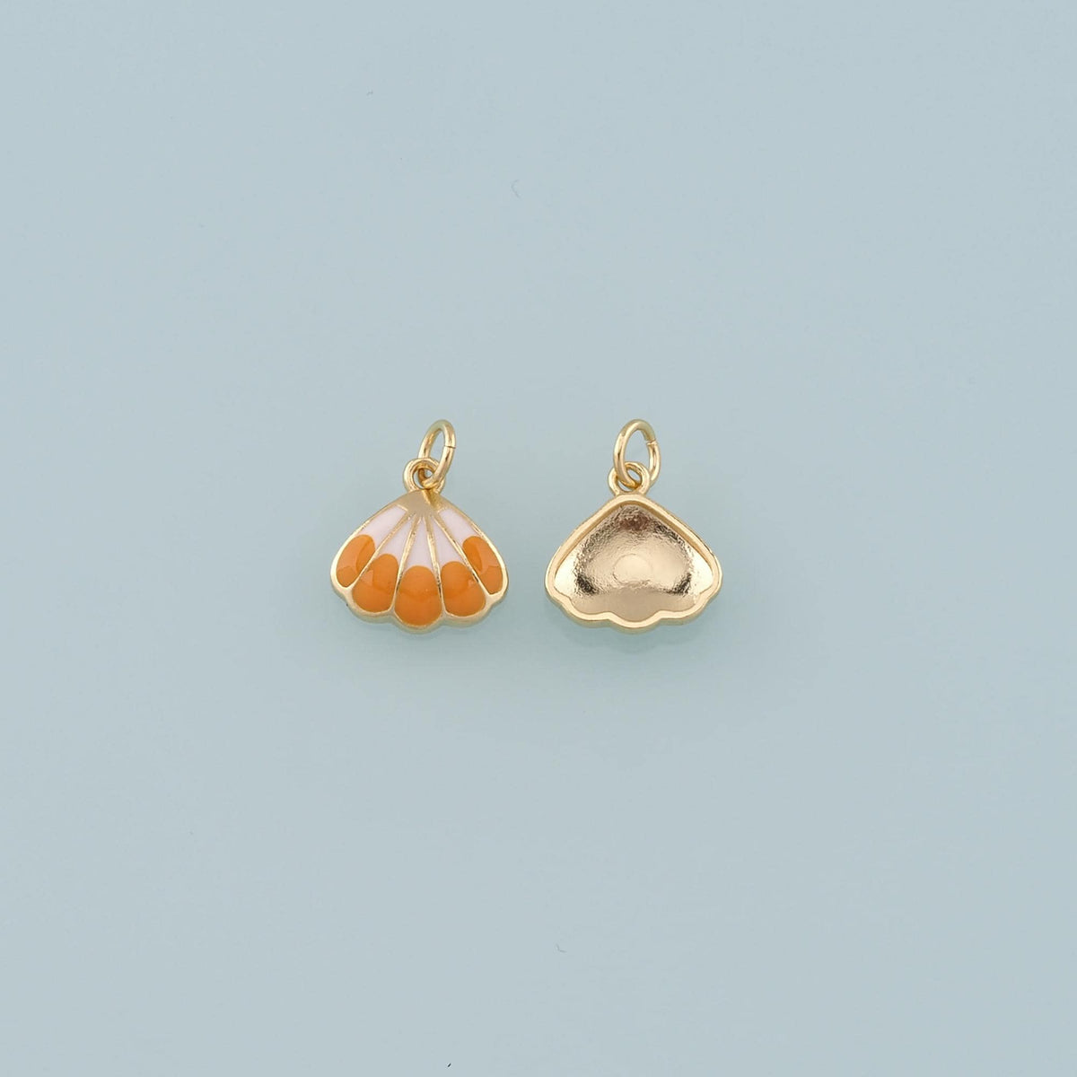 Gold Shell Charms,18K Gold Filled Scallop Pendant,Enamel Conch Shell Charm Bracelet Necklace for DIY Jewelry Making Supply