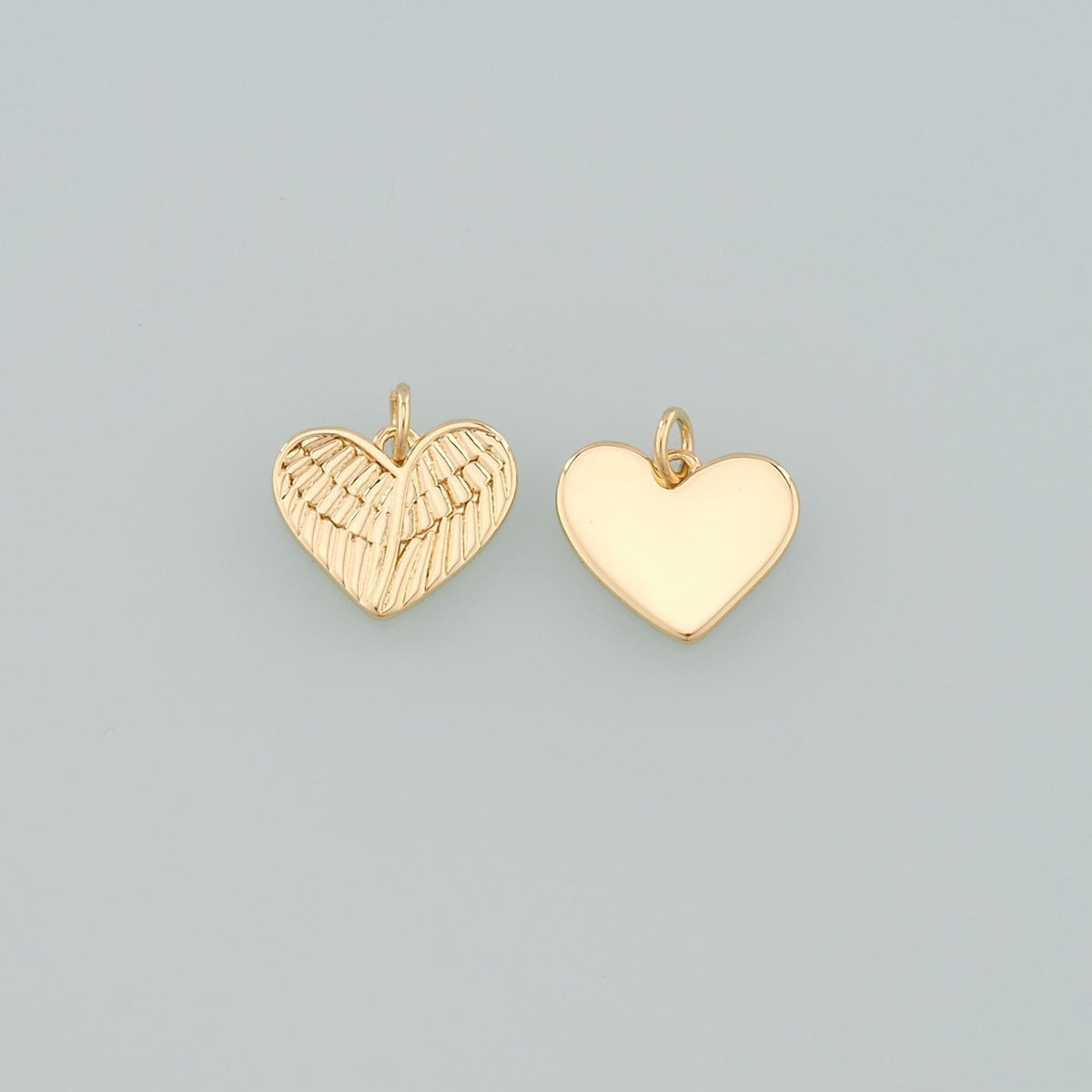 Gold Wing Charms,18K Gold Filled Heart Pendant,Heart Charm Bracelet Necklace for DIY Jewelry Making Supply
