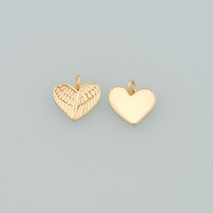 Gold Wing Charms,18K Gold Filled Heart Pendant,Heart Charm Bracelet Necklace for DIY Jewelry Making Supply