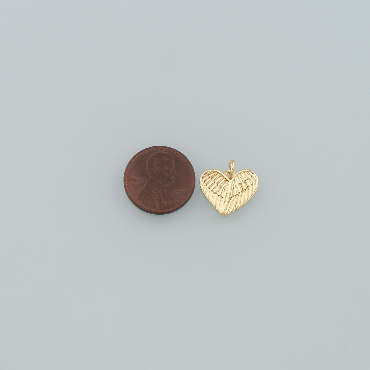 Gold Wing Charms,18K Gold Filled Heart Pendant,Heart Charm Bracelet Necklace for DIY Jewelry Making Supply