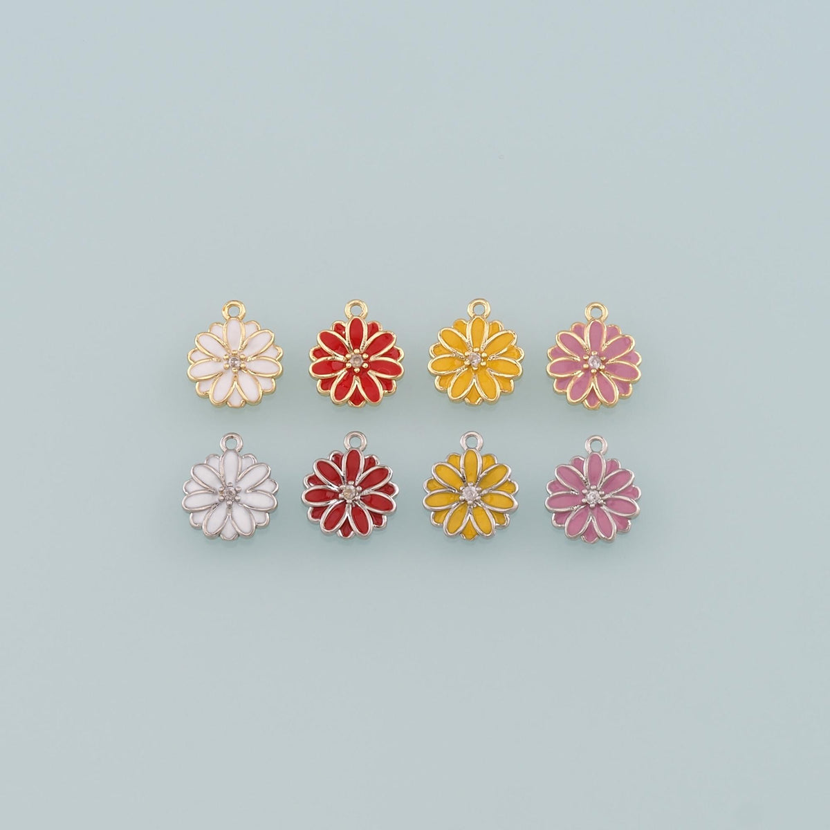 Gold Daisy Charms,18K Gold Filled Daisy Pendant,Enamel Daisy Charm Bracelet Necklace for DIY Jewelry Making Supply